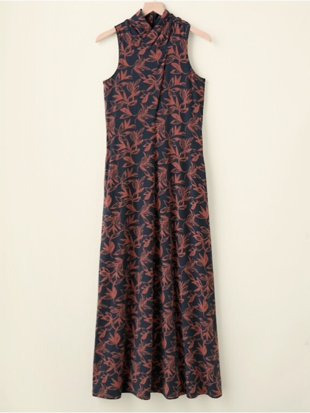 NWT Garnet Hill TENCEL Lyocell Floral Mock Neck Maxi Dress M Pockets - Picture 2 of 16